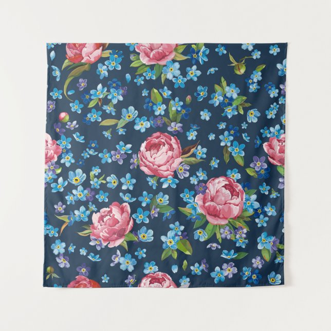 Elegant Pink Peonies Retro Background Tapestry (Front)