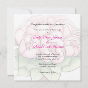 Elegant Pink Peonies Watercolor Luxury Wedding Inv Invitation