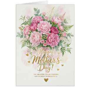 Elegant Pink Peony Bouquet Happy Mother’s Day Card
