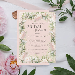 Elegant Pink Peony Floral Bridal Shower Invitation