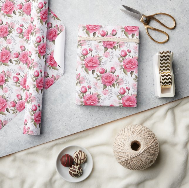 Elegant Pink Peony Floral Wrapping Paper (Crafts)