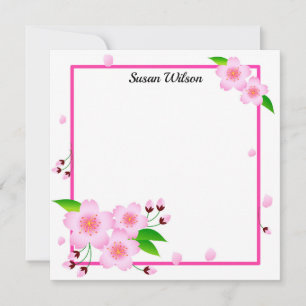 Elegant Pink Peony Flower Personalized Card