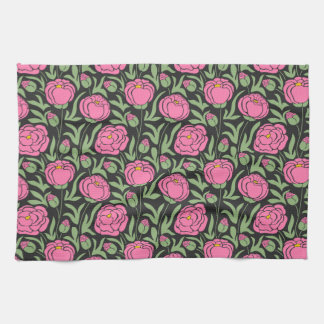 Elegant Pink Peony Flowers  Kitchen Towel