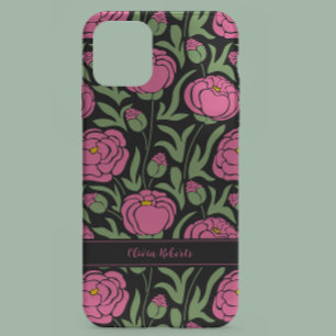 Elegant Pink Peony Flowers Personalized Case-Mate iPhone 14 Case