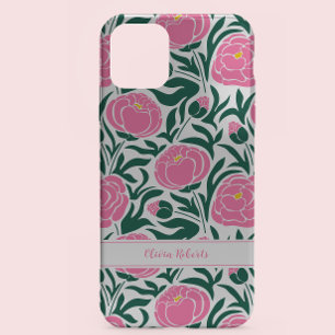 Elegant Pink Peony Flowers Personalized Case-Mate iPhone 14 Case