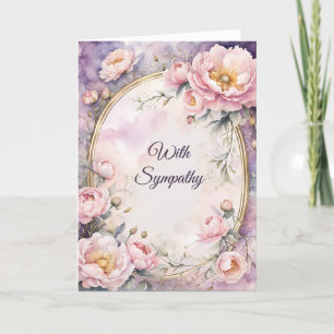 Elegant Pink Peony Oval Frame Sympathy Card