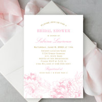 Elegant Pink Peony Sketch Gold Wedding Shower