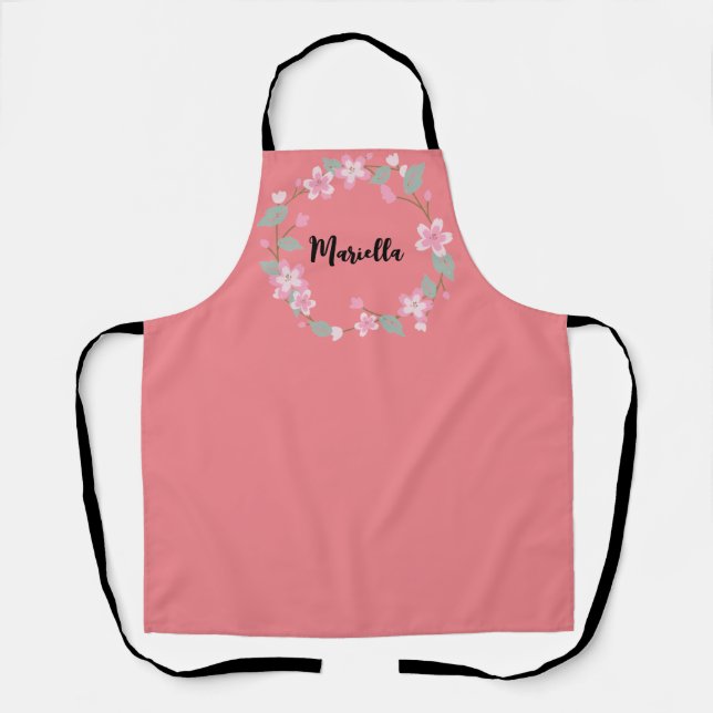 Elegant Pink Personalized Your Name Apron (Front)