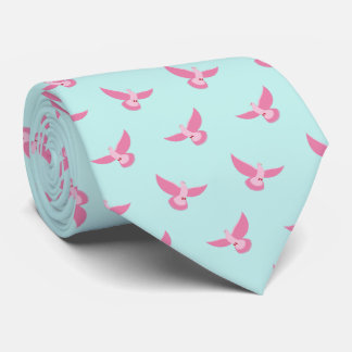 Elegant Pink Pigeon Seamless Pattern Tie