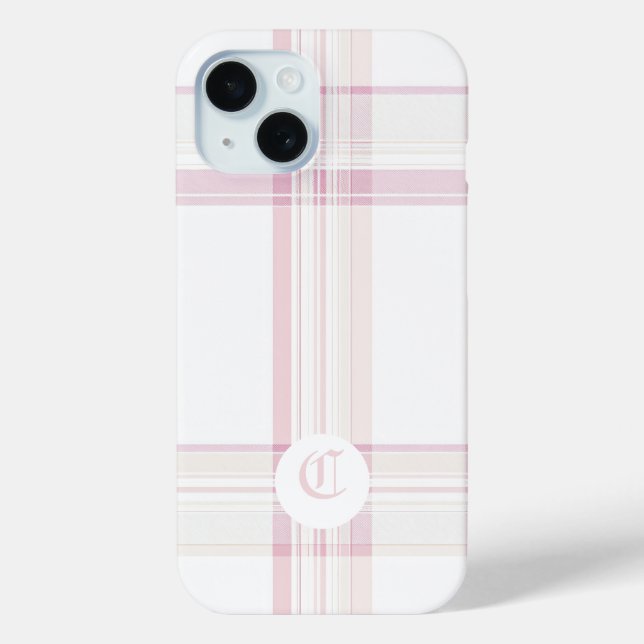 Elegant Pink Plaid Customizable Phone Case (Back)