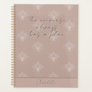 Elegant Pink Pretty Floral Lotus Universe Plan Planner