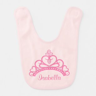 Elegant Pink Princess Tiara, Crown for Baby Girls Bib