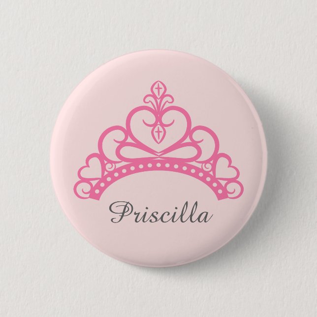 Elegant Pink Princess Tiara, Crown for Girls 2 Inch Round Button (Front)