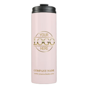 Elegant Pink Promotional Company Business Logo Thermal Tumbler