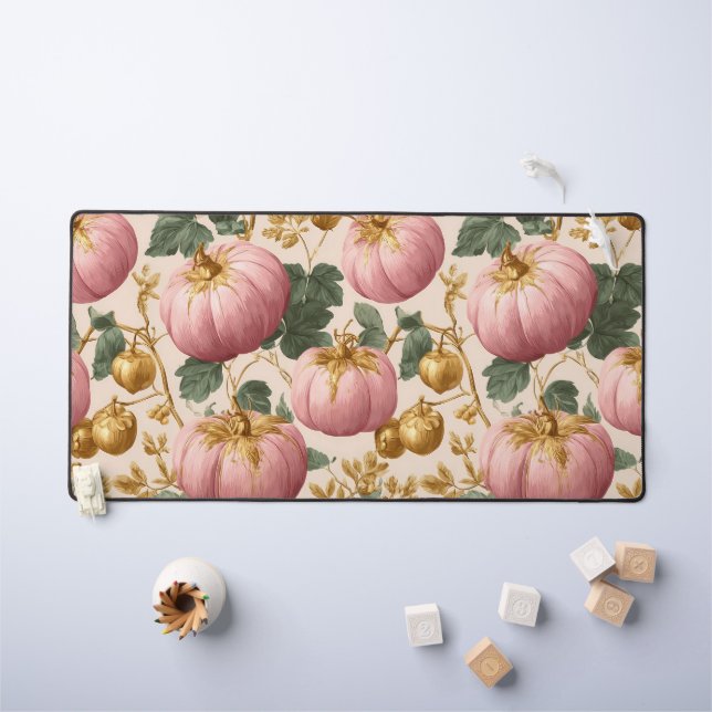 Elegant Pink Pumpkins Autumn Design Desk Mat (Kids Table)