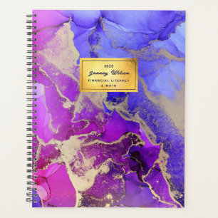 Élégant Pink Purple Abstrait College Planner