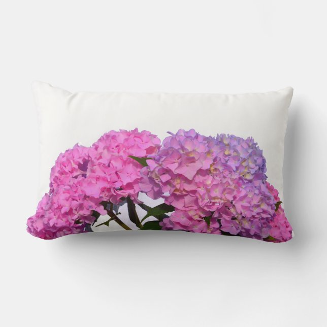Elegant pink purple blue floral lumbar pillow (Front)