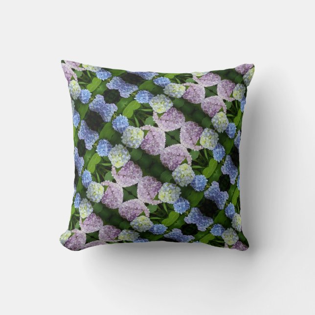 Elegant pink purple blue Hydrangeas florals  Throw Pillow (Front)
