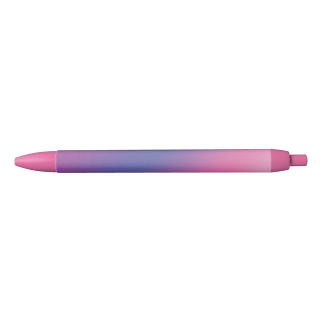elegant pink purple blue ombre gradient colourful black ink pen (Front)