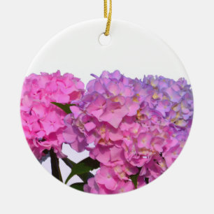 Elegant pink purple floral hydrangeas ceramic ornament