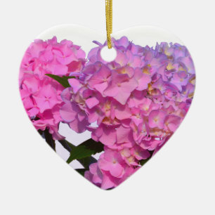 Elegant pink purple floral hydrangeas ceramic ornament