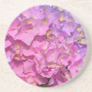 Elegant pink purple floral hydrangeas  coaster