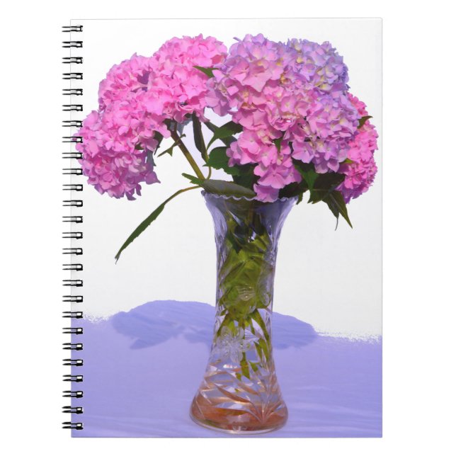 Elegant pink purple floral hydrangeas  notebook (Front)