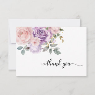 Elegant Pink Purple Floral Sympathy Thank You Card