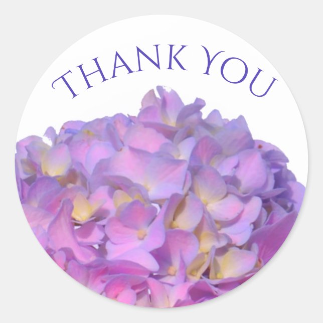 Elegant pink purple florals hydrangeas classic round sticker (Front)