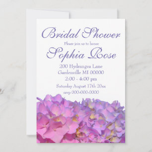 Elegant pink purple florals hydrangeas invitation