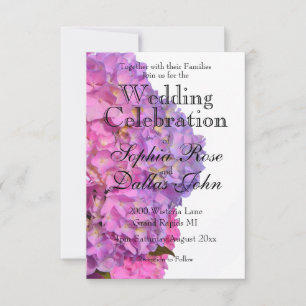 Elegant pink purple florals hydrangeas invitation