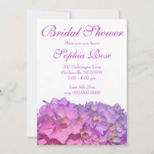 Elegant pink purple florals hydrangeas invitation