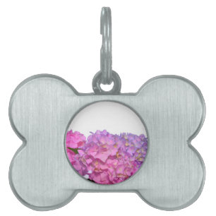 Elegant pink purple florals hydrangeas pet name tag