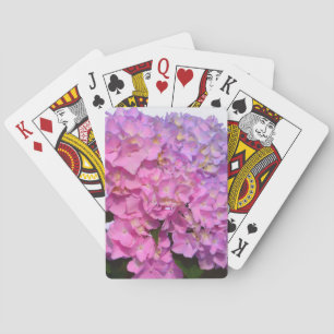 Elegant pink purple florals hydrangeas playing cards