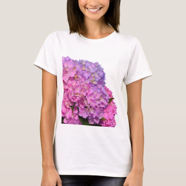 Elegant pink purple florals hydrangeas T-Shirt (Front)