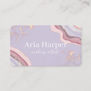 Elegant Pink & Purple Geode Gold Glitter Agate Business Card