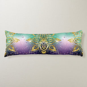 Elegant Pink purple green holiday Snowflakes stars Body Pillow