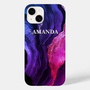 Elegant pink purple marble art faux glitter  Case-Mate iPhone 14 case