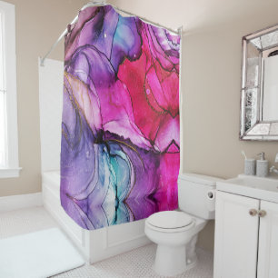 Elegant Pink Purple Marbled Abstract Art