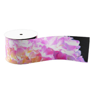 Elegant Pink purple orange hydrangeas Grosgrain Ribbon