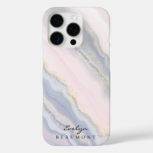Elegant Pink Purple Pastel Marble Customizable iPhone 16 Pro Case