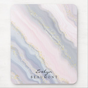 Elegant Pink Purple Pastel Marble Customizable Mouse Pad