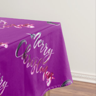 Elegant Pink Purple Script Magenta Merry Christmas Tablecloth