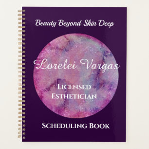 Elegant Pink Purple Watercolor Aesthetician Planner