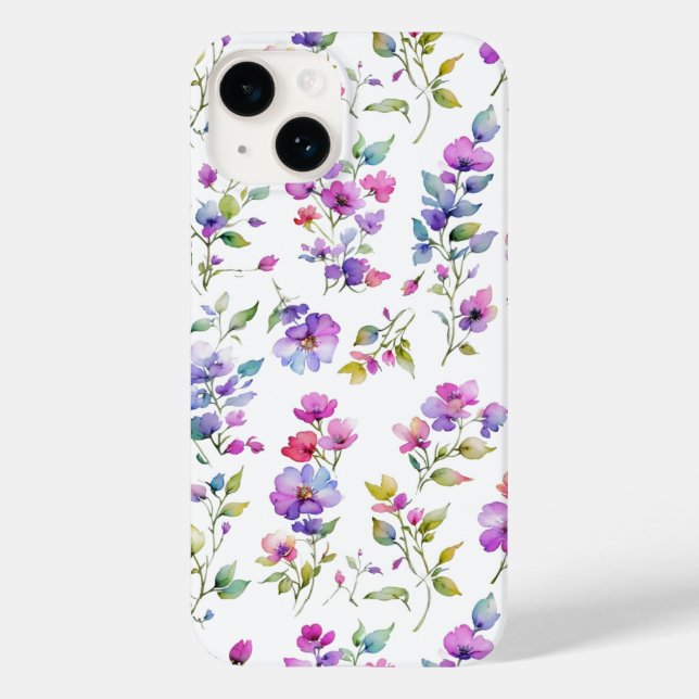 Elegant pink purple watercolor wildflowers  Case-Mate iPhone case (Back)