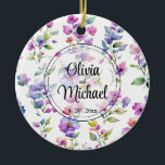 Elegant pink purple watercolor wildflowers  ceramic ornament<br><div class="desc">Elegant pink purple watercolor wildflowers greenery - To get started changing names and event details, click on "Personalize this template" and edit the wording in the template boxes. To access the more advanced editing tools, scroll down to "Click to customize further". Once you are in Zazzle's design tool, you can...</div>