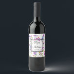 Elegant pink purple watercolor wildflowers  wine label<br><div class="desc">Watercolor eucalyptus greenery green foliage. Perfect for spring, summer, or fall events. Beautiful green foliage watercolor artwork for country, boho, garden, and floral theme occasions. To get started changing names and event details, click on "Personalize this template" and edit the wording in the template boxes. To access the more advanced...</div>
