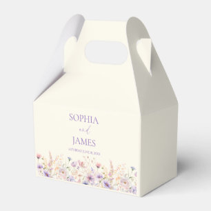 Elegant Pink Purple Wildflower Meadow Wedding Favor Box