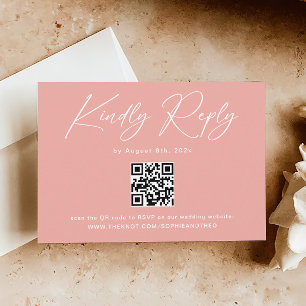 Elegant Pink QR Code Wedding RSVP Enclosure Card