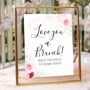 Elegant Pink & Red Floral Bridal Brunch Sign